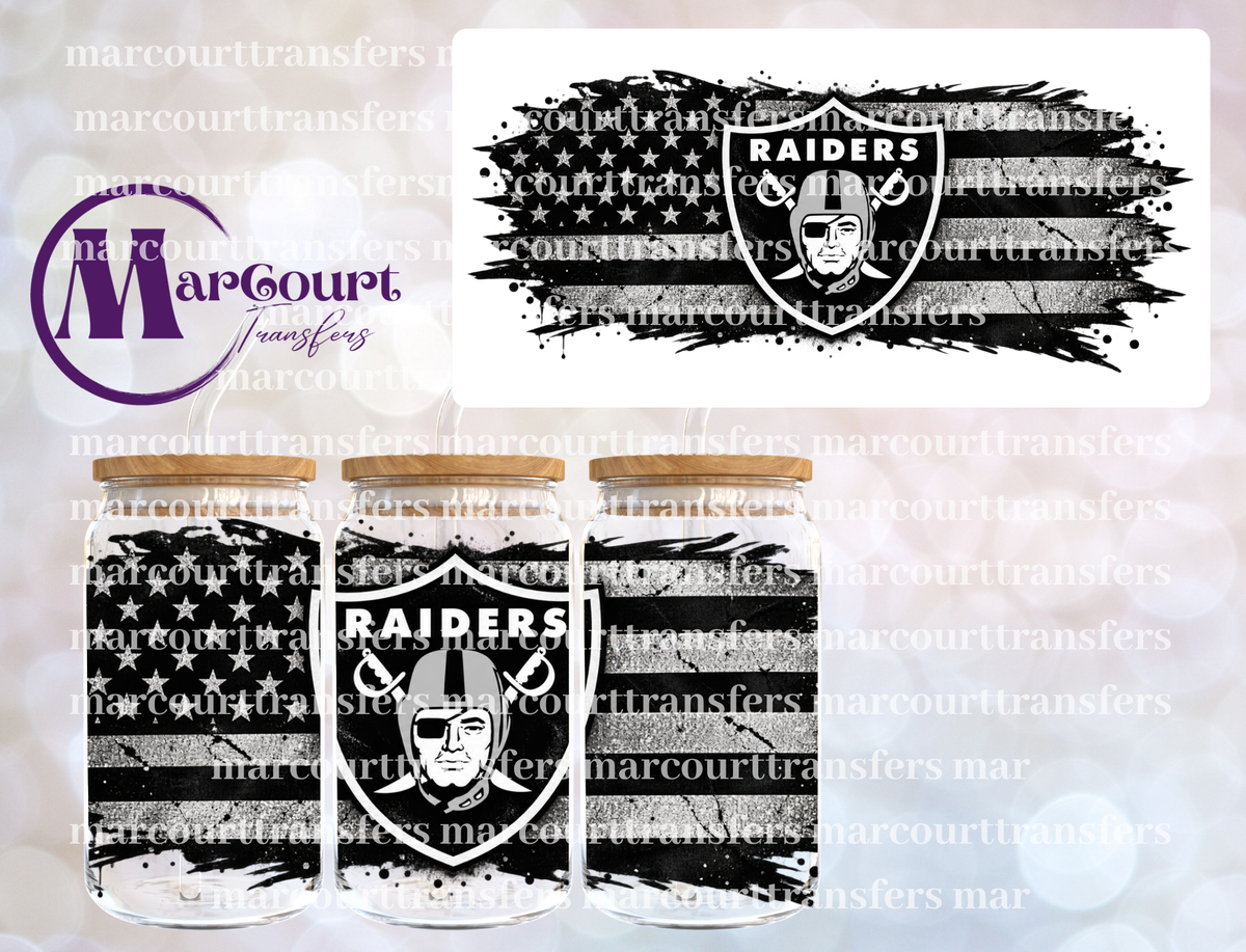 RAIDERS DISTRESSED FLAG-16 0Z-UV DTF CUP WRAP