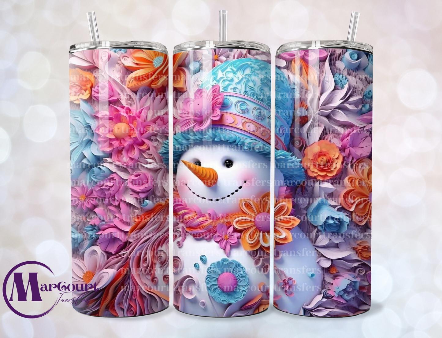 3D COLORFUL SNOWLADY-SKINNY TUMBLER TRANSFER