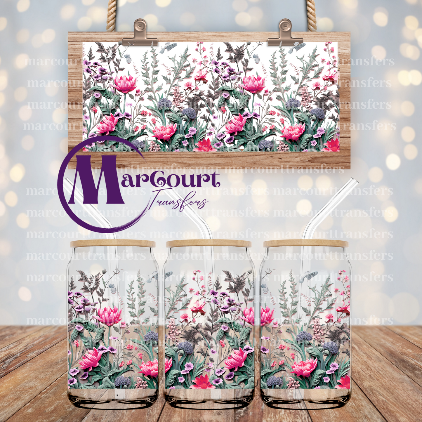 3D FLORALS-16 0Z-UV DTF CUP WRAP