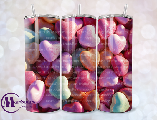 3 D HEARTS 3-SKINNY TUMBLER TRANSFER