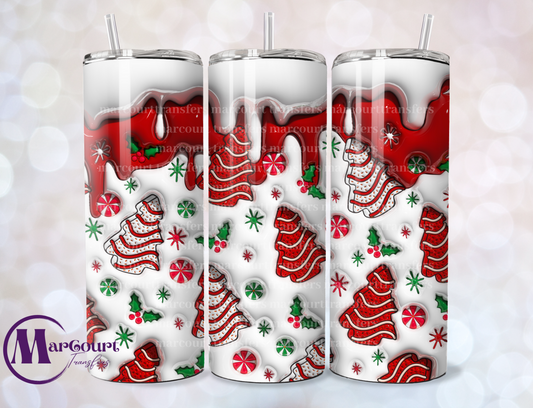 3D INFLATED CHRISTMAS TREE SNACK CAKES RED-SKINNY TUMBLER TRANSFER