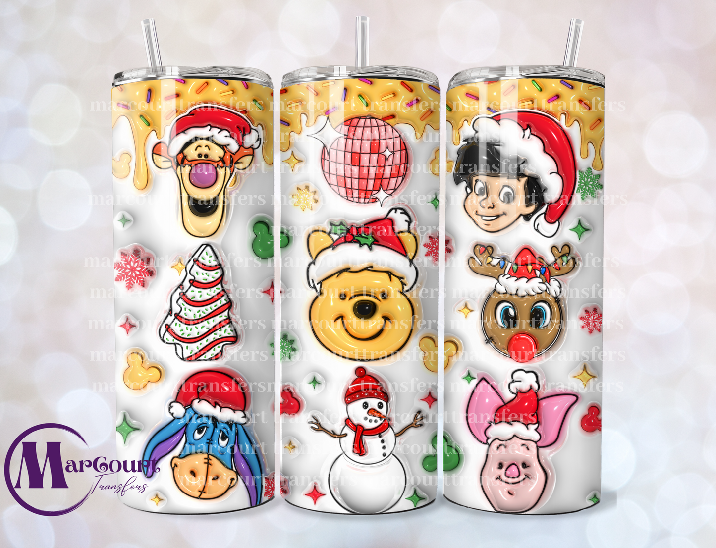 3D INFLATED POOH-SKINNY TUMBLER TRANSFER