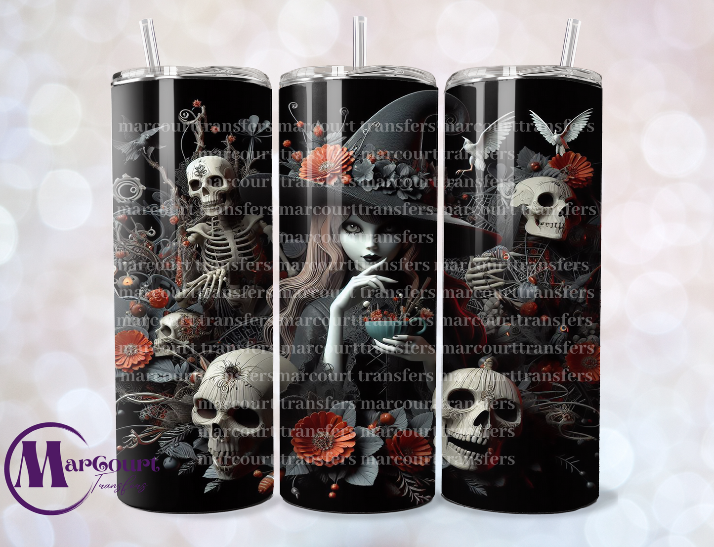 3 D SPOOKY WITCH 2-SKINNY TUMBLER TRANSFER