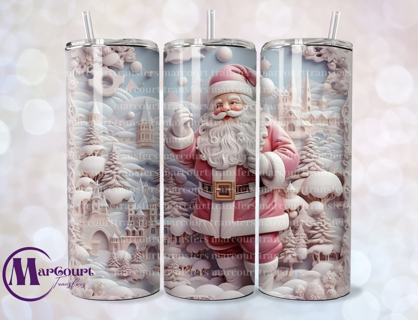 3 D SANTA-SKINNY TUMBLER TRANSFER