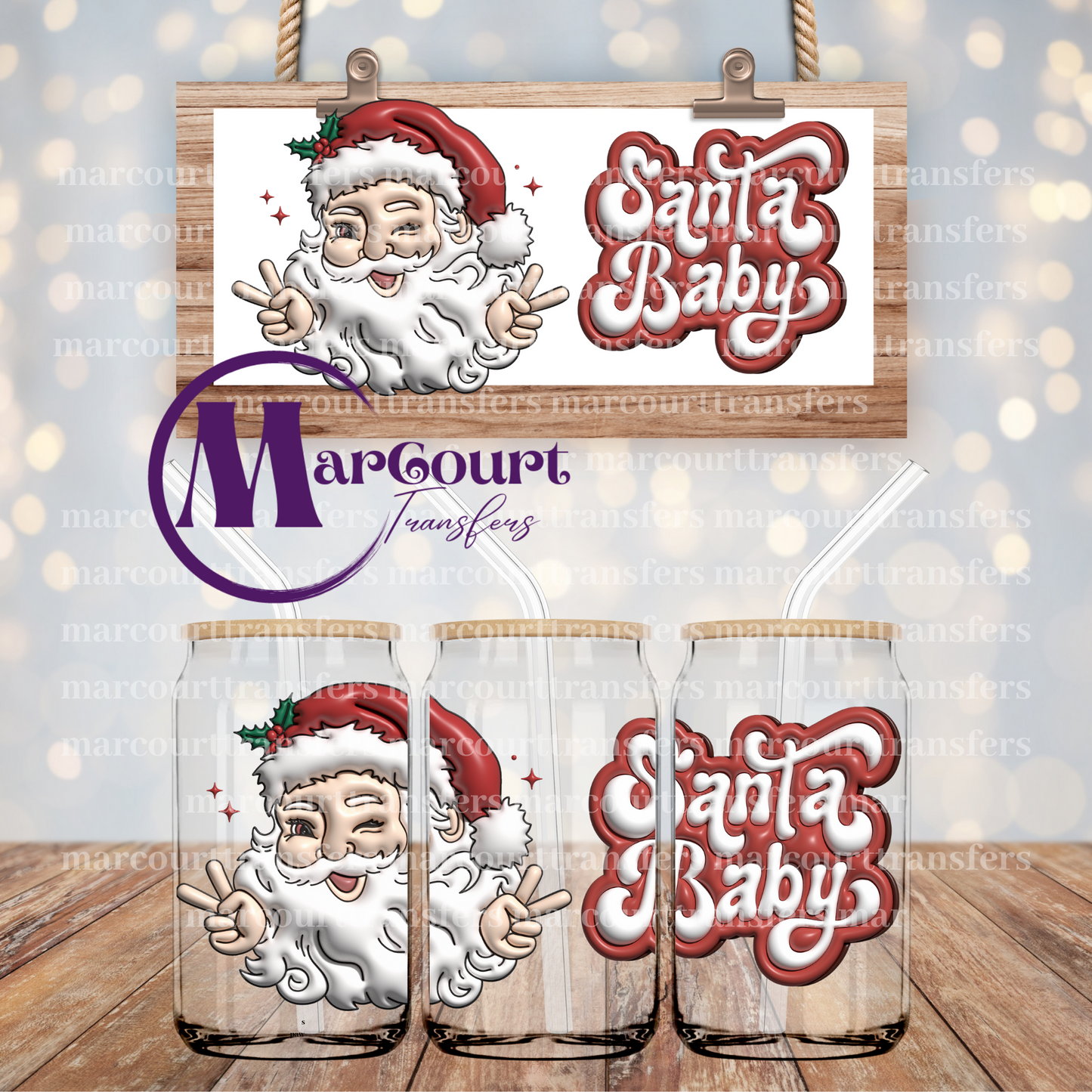 SANTA BABY INFLATED-16 0Z-UV DTF CUP WRAP