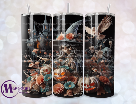 3 D SKELETON WITCH-SKINNY TUMBLER TRANSFER