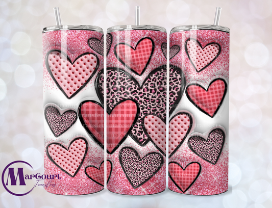 3 D VALENTINE HEARTS INFLATED-SKINNY TUMBLER TRANSFER