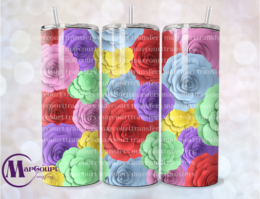 3D ROSES-20 OZ-UV DTF CUP WRAP