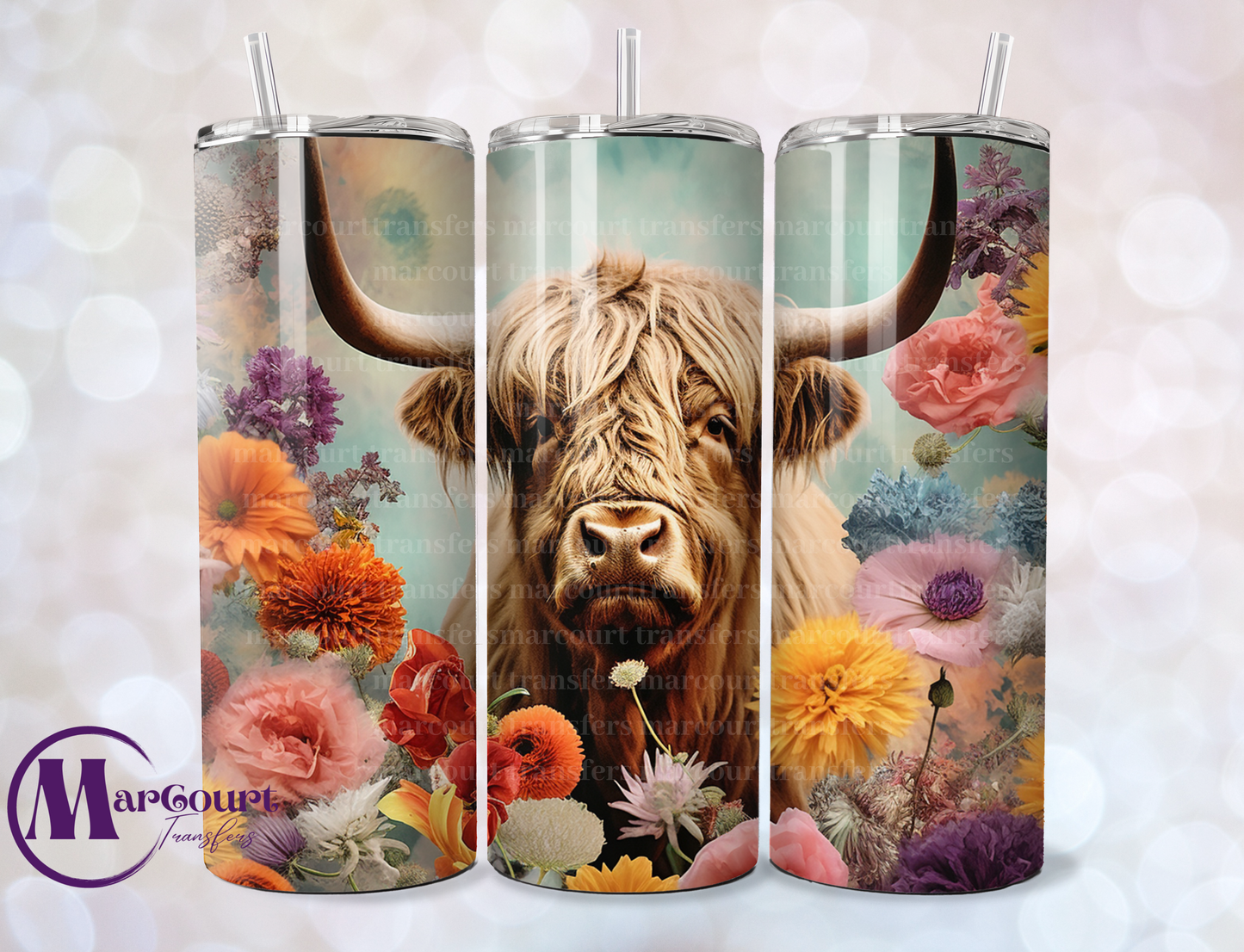 HIGHLAND COW-3 D-SKINNY TUMBLER TRANSFER