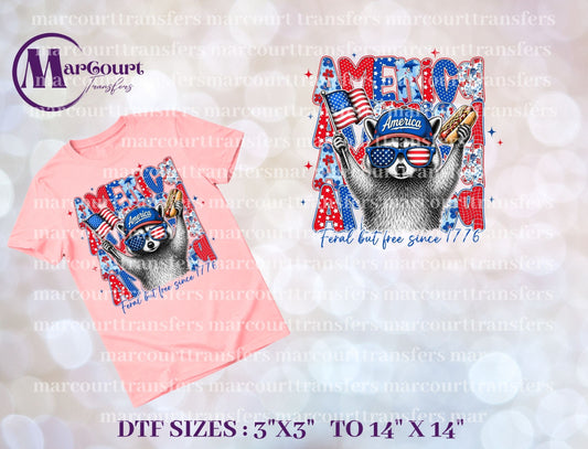 DTF-AMERICA FERAL BUT FREE RACOON