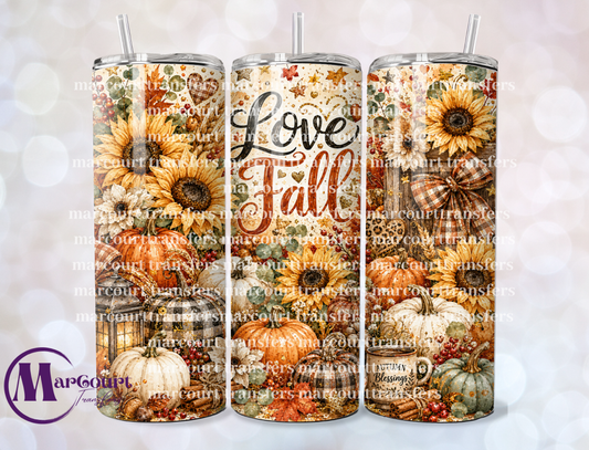 LOVE FALL SUNFLOWERS-SKINNY TUMBLER TRANSFER (SUBLIMATION)