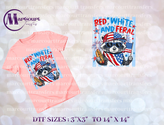 DTF-RED WHITE AND FERAL RACCOON