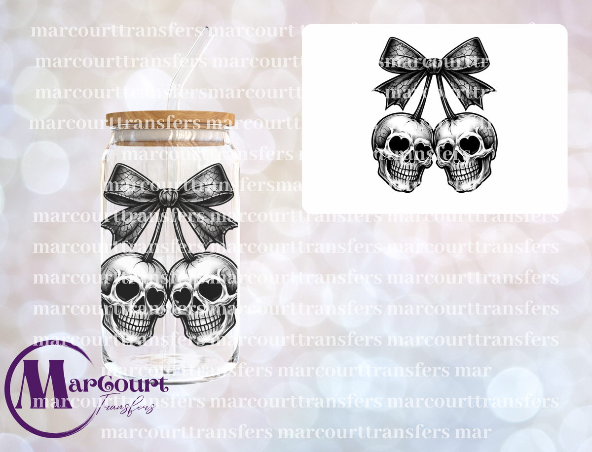 BOW WITH SKULLS-UV DTF CUP WRAP