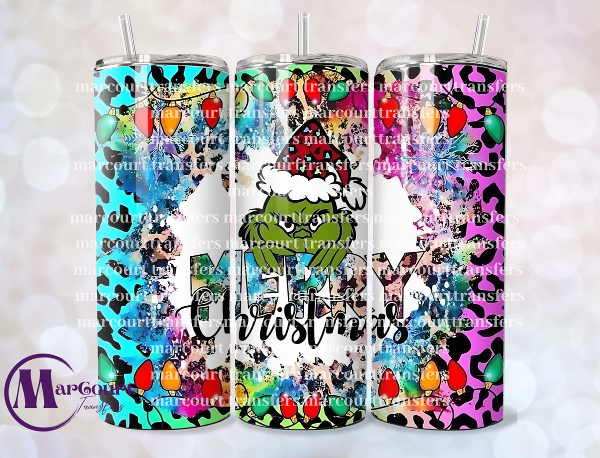 MERRY CHRISTMAS GRINCH CHEETAH-SKINNY TUMBLER TRANSFER (SUBLIMATION)