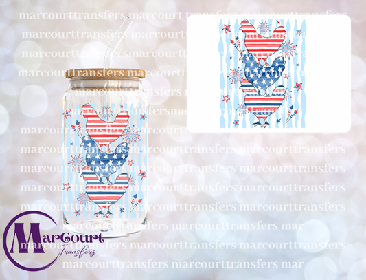 4TH OF JULY CHICKENS-UV DTF CUP WRAP