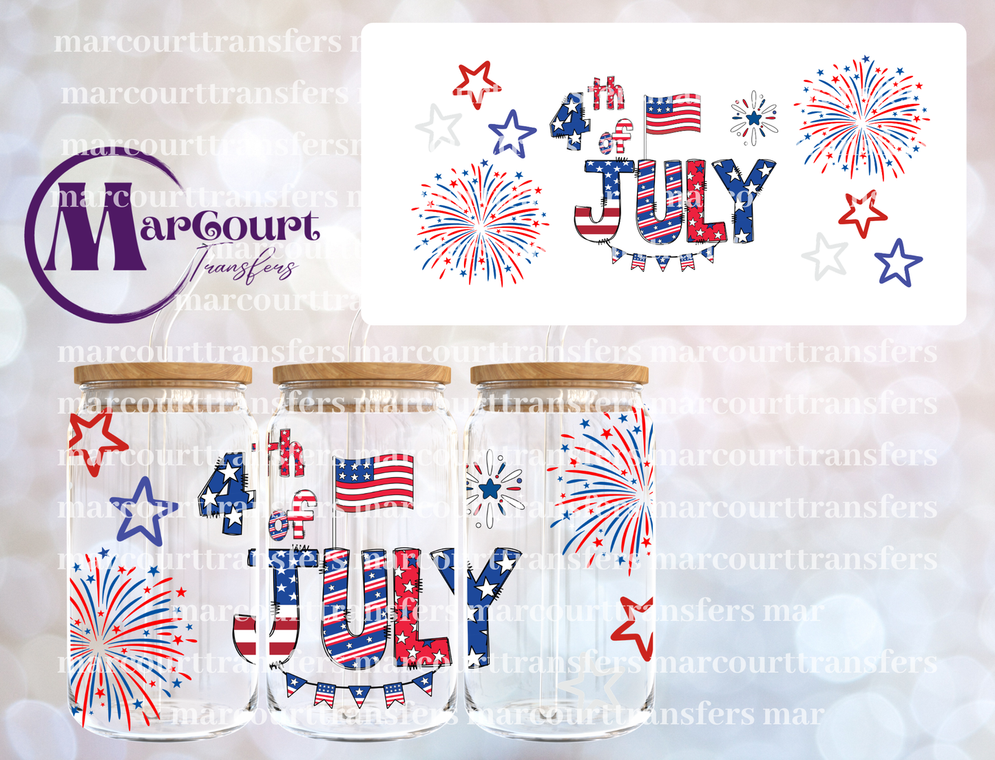 4TH OF JULY CUTE-16 0Z-UV DTF CUP WRAP