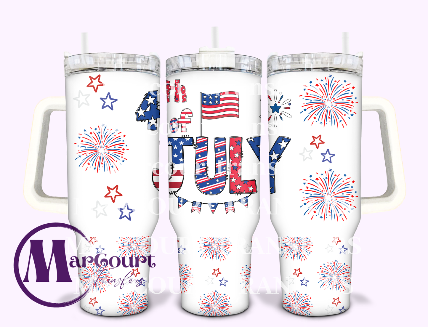 4TH OF JULY CUTE-40 0Z-SUBLIMATION TUMBLER TRANSFER