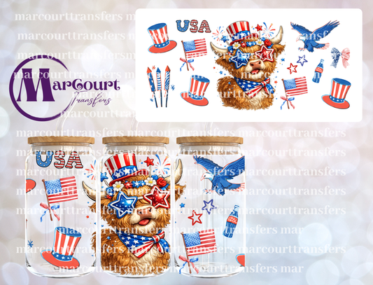 4TH OF JULY HIGHLAND 2-16 0Z-UV DTF CUP WRAP