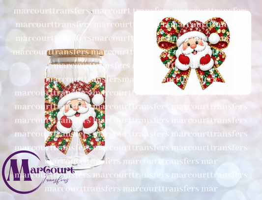 SANTA FAUX SEQUIN BOW RED-UV DTF CUP WRAP