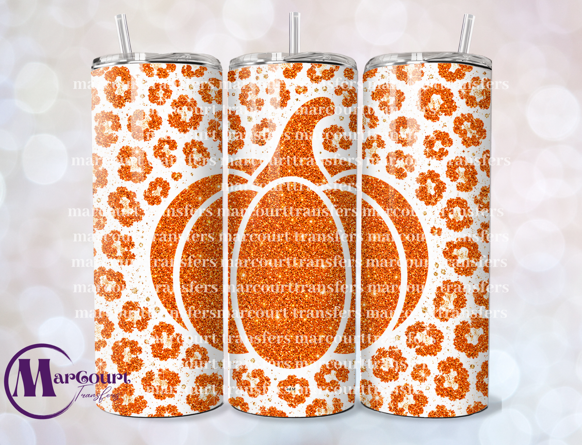 PUMPKIN CHEETAH GLITTER-SKINNY TUMBLER TRANSFER (SUBLIMATION)
