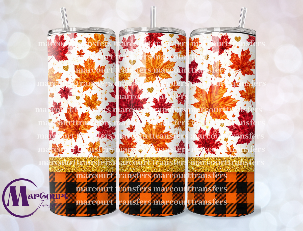 PLAID FALL LEAVES-20 OZ-UV DTF CUP WRAP