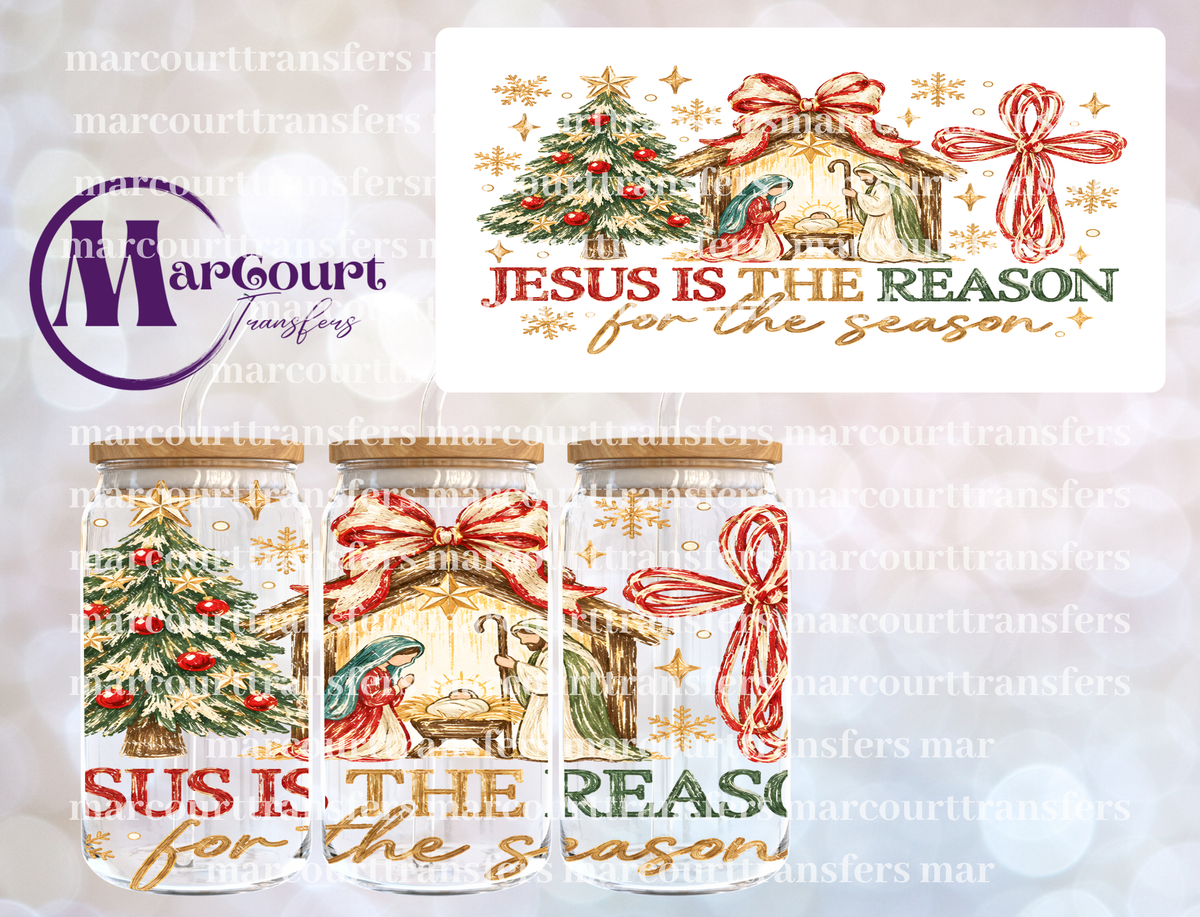 JESUS IS THE REASON FOR THE SEASON MANGER-16 0Z-UV DTF CUP WRAP