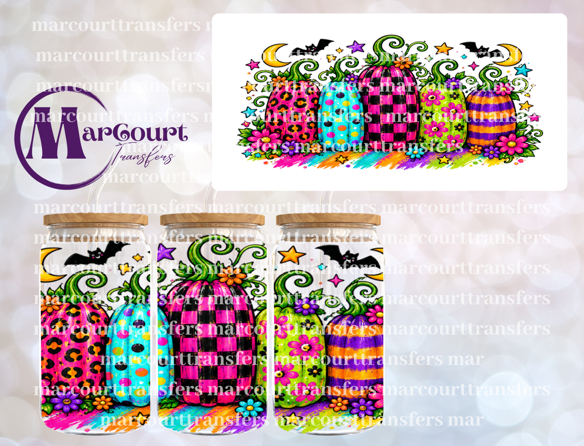 COLORFUL PATTERN PUMPKINS-16 0Z-UV DTF CUP WRAP
