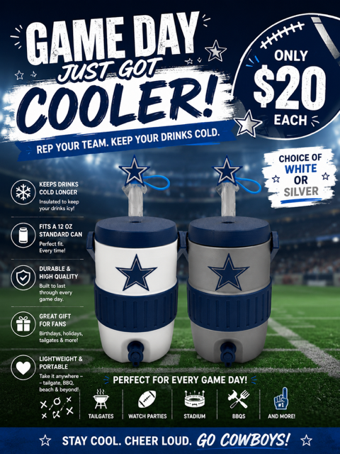 CAN COOLER KOOZIE-DALLAS SILVER