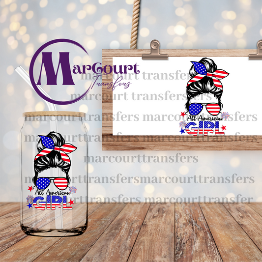 ALL AMERICAN GIRL-DECAL-UV DTF CUP WRAP