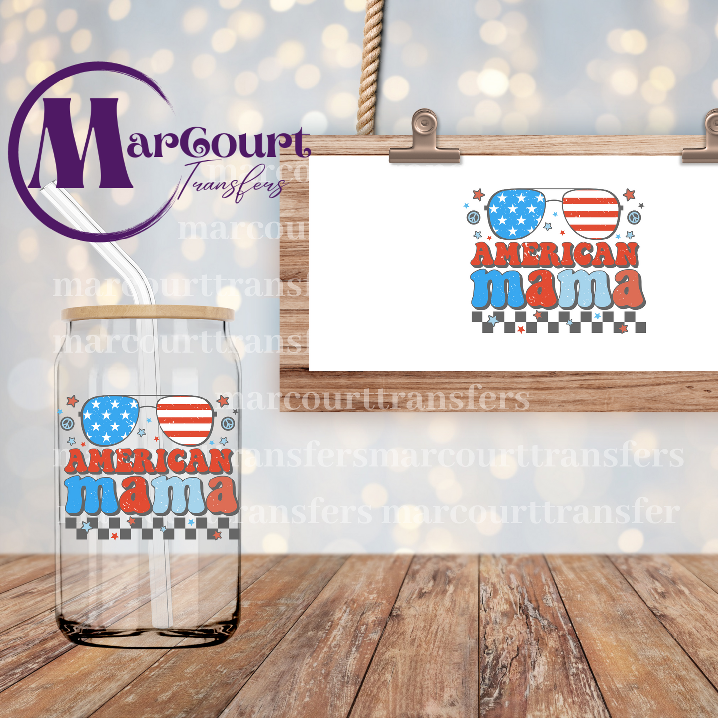 AMERICAN MAMA-DECAL-UV DTF CUP WRAP