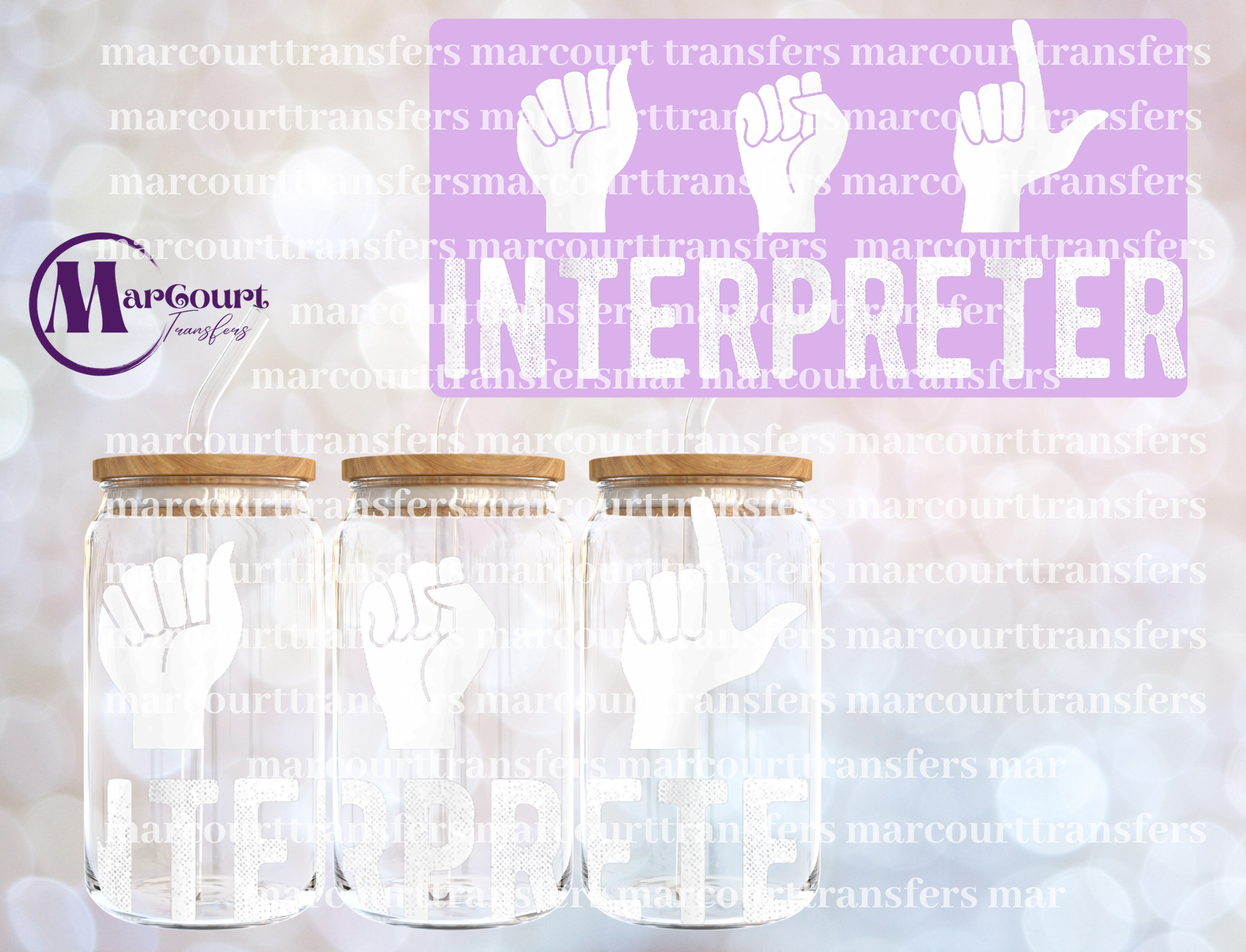 Interpeter Transparent AMERICAN SIGN LANGUAGE INTERPETER-16 0Z-UV DTF CUP WRAP – MarCourt ...