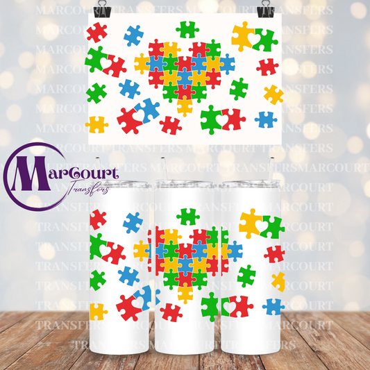 AUTISM PUZZLE HEART -20 0Z-UV DTF CUP WRAP