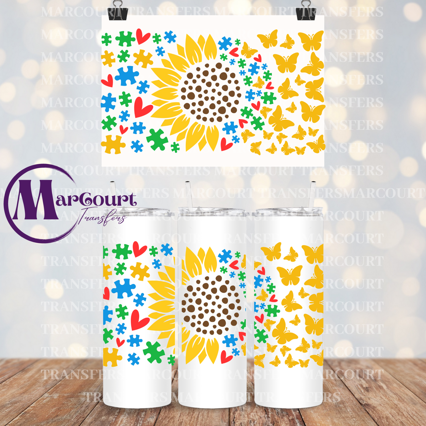 AUTISM SUNFLOWER -20 0Z.-UV DTF CUP WRAP