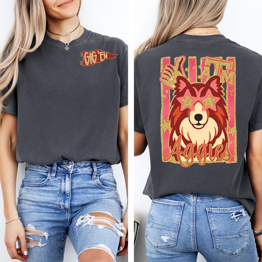 FAUX GLITZ T-SHIRT-AGGIES