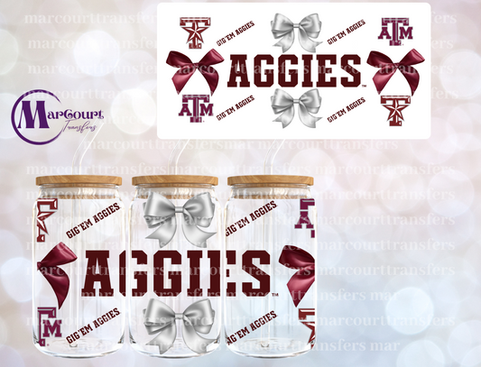 AGGIES N BOWS-16 0Z-UV DTF CUP WRAP