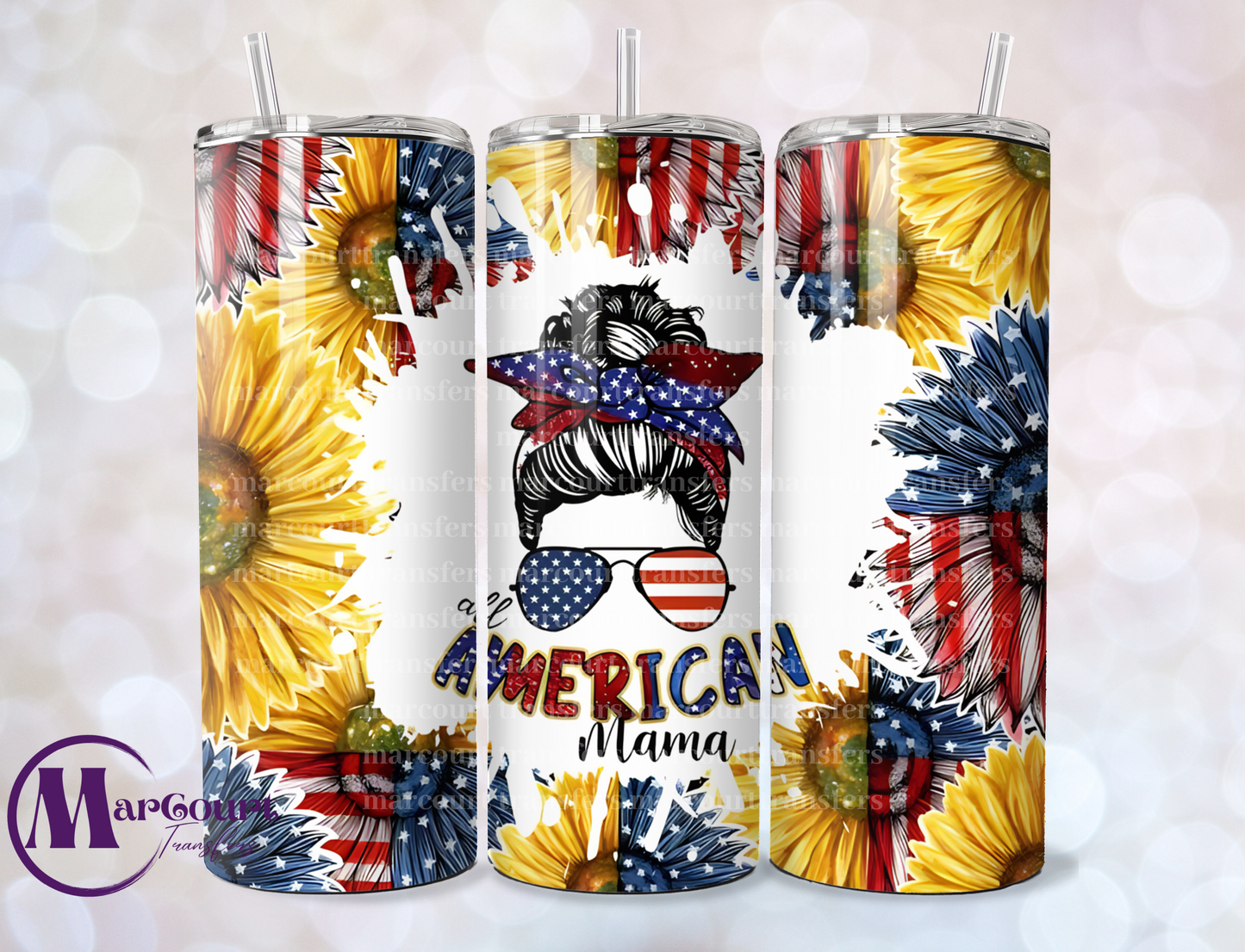 ALL AMERICAN MAMA-SKINNY TUMBLER TRANSFER