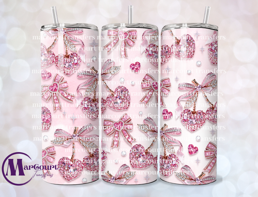 ALL THAT GLITTERS IS BOWS AND CHERRY HEARTS-20-SKINNY TUMBLER TRANSFER (SUBLIMATION)