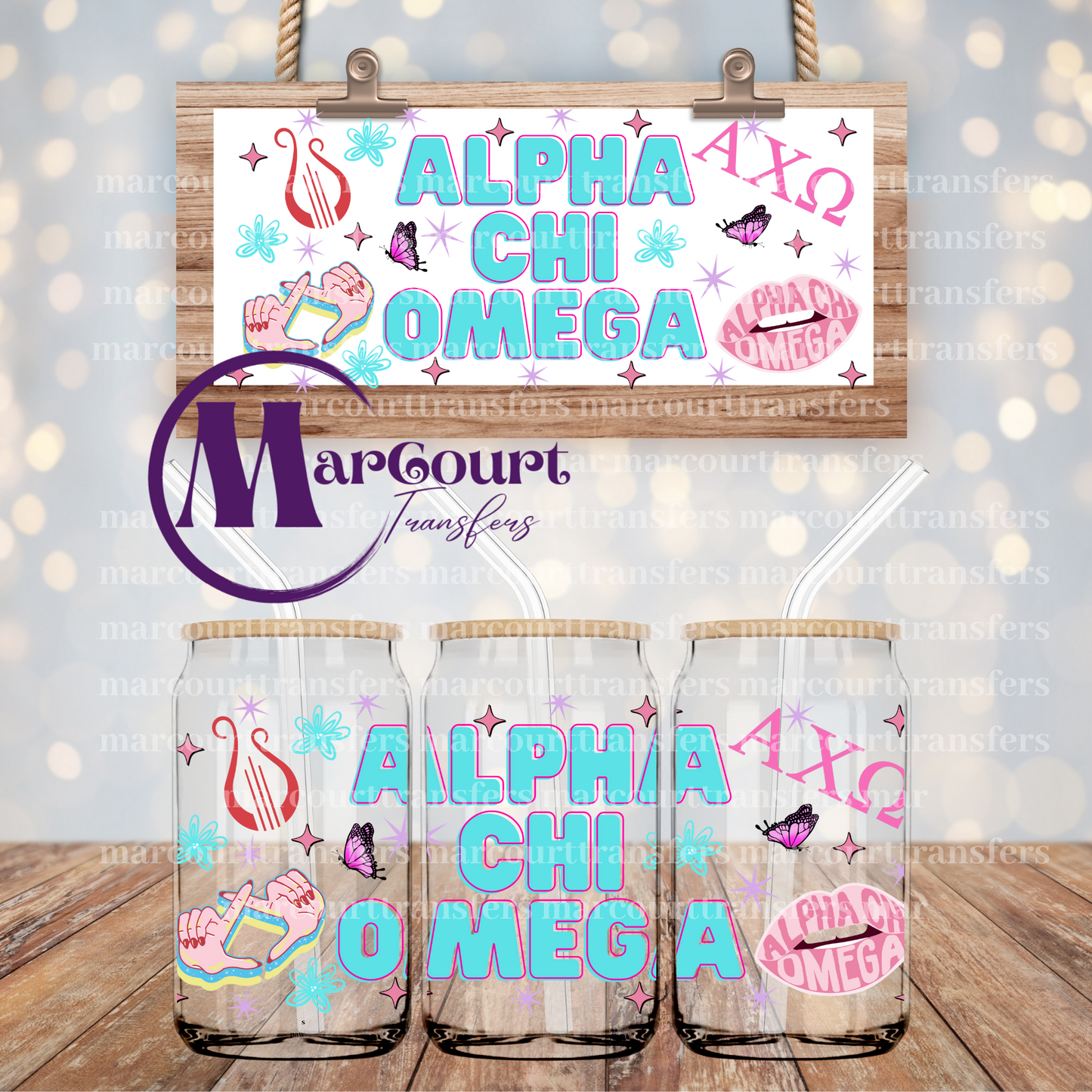 ALPHA CHI OMEGA SORORITY-16 0Z-UV DTF CUP WRAP