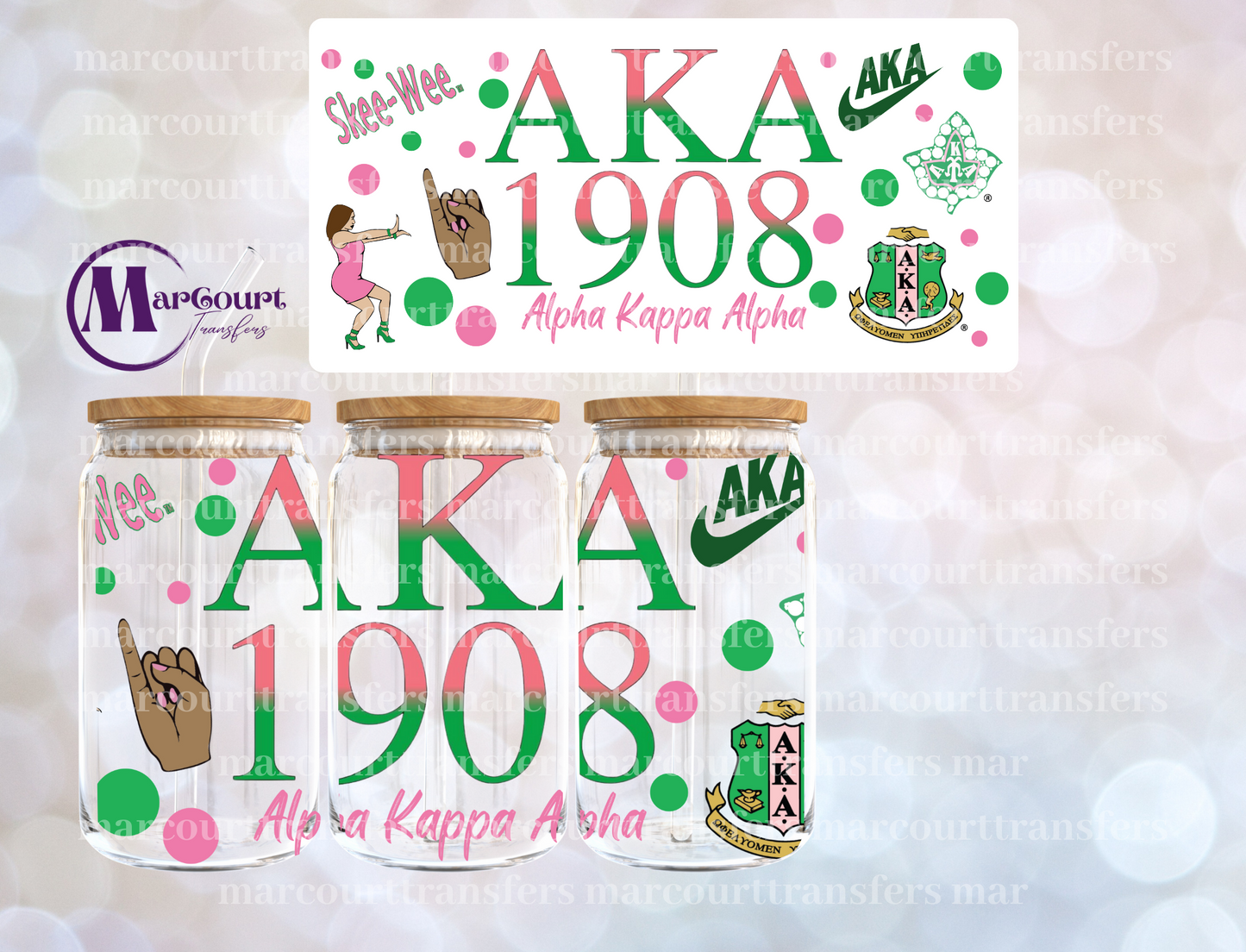 ALPHA KAPPA ALPHA SORORITY-16 0Z-UV DTF CUP WRAP