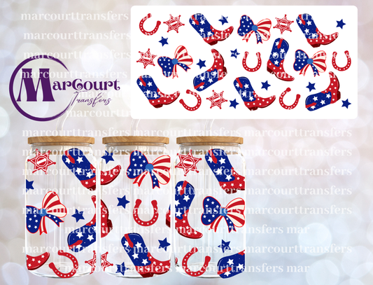 AMERICAN BOOTS AND BOWS-16 0Z-UV DTF CUP WRAP