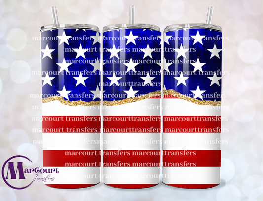 AMERICAN FLAG GLITTER LINE-SKINNY TUMBLER TRANSFER