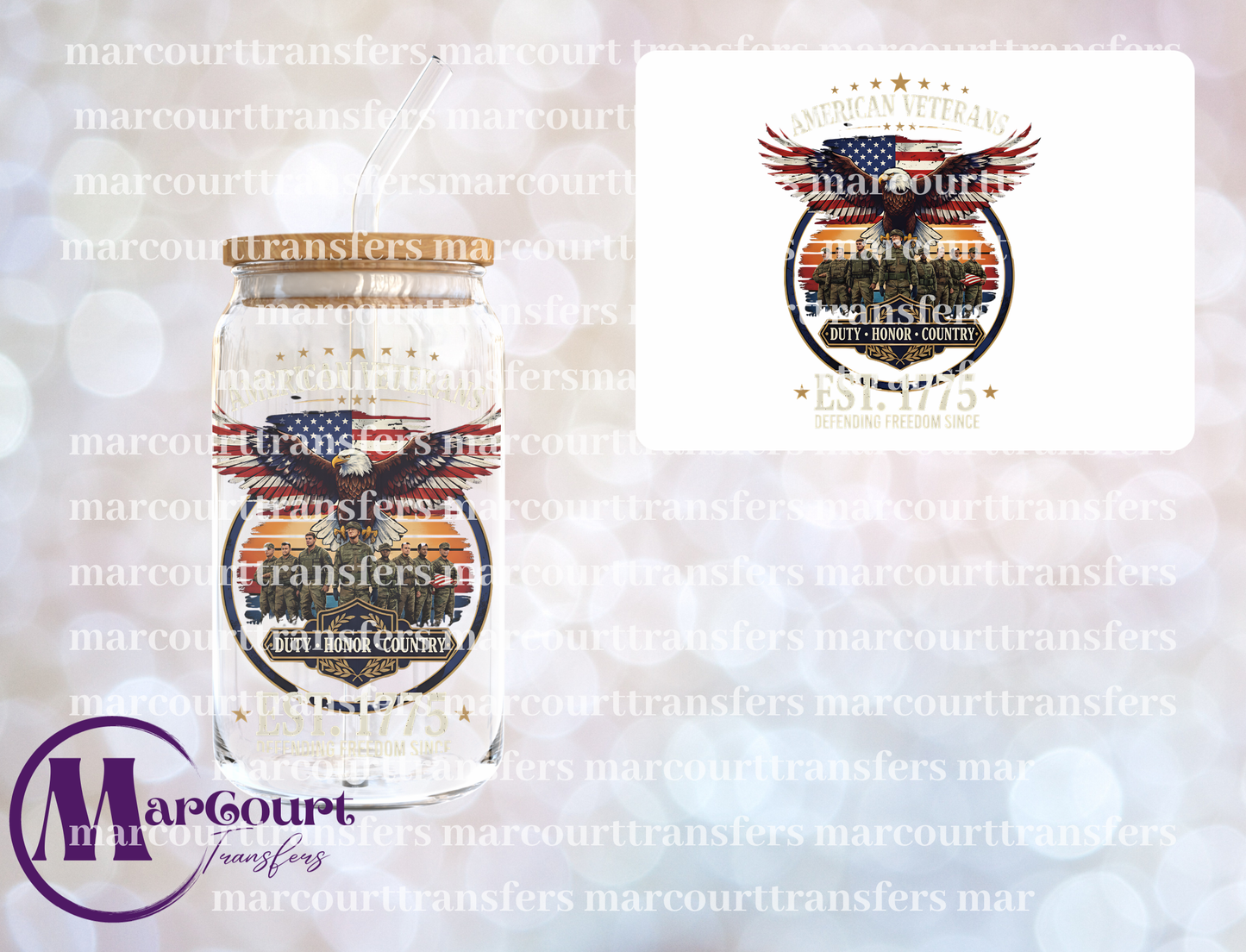 AMERICAN VETERANS EST. 1775-UV DTF CUP WRAP