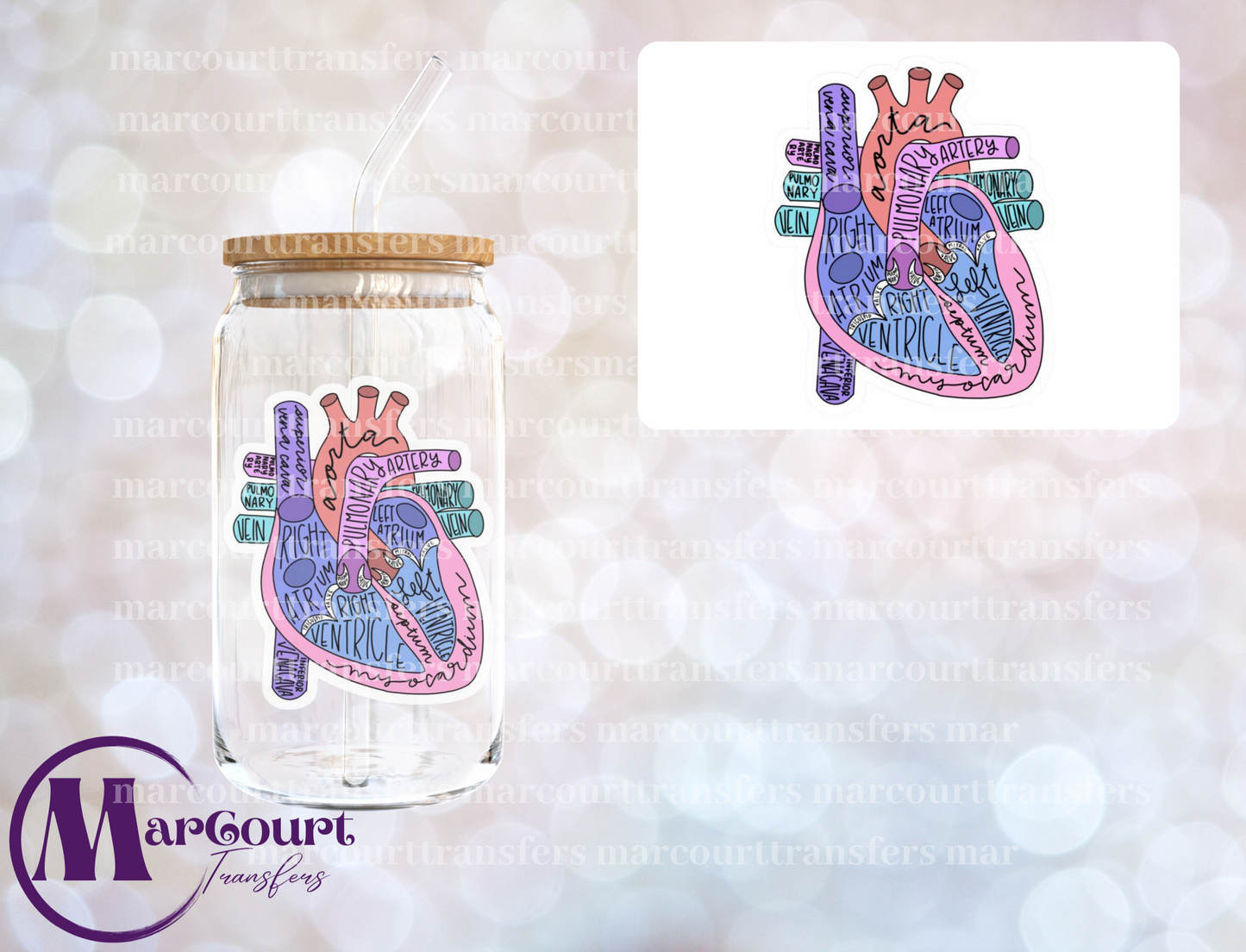 ANATOMICAL HEART-DECAL-UV DTF CUP WRAP