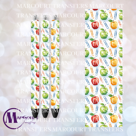 APPLES AND PAPER CLIPS TEACHER PEN-UV PEN WRAP