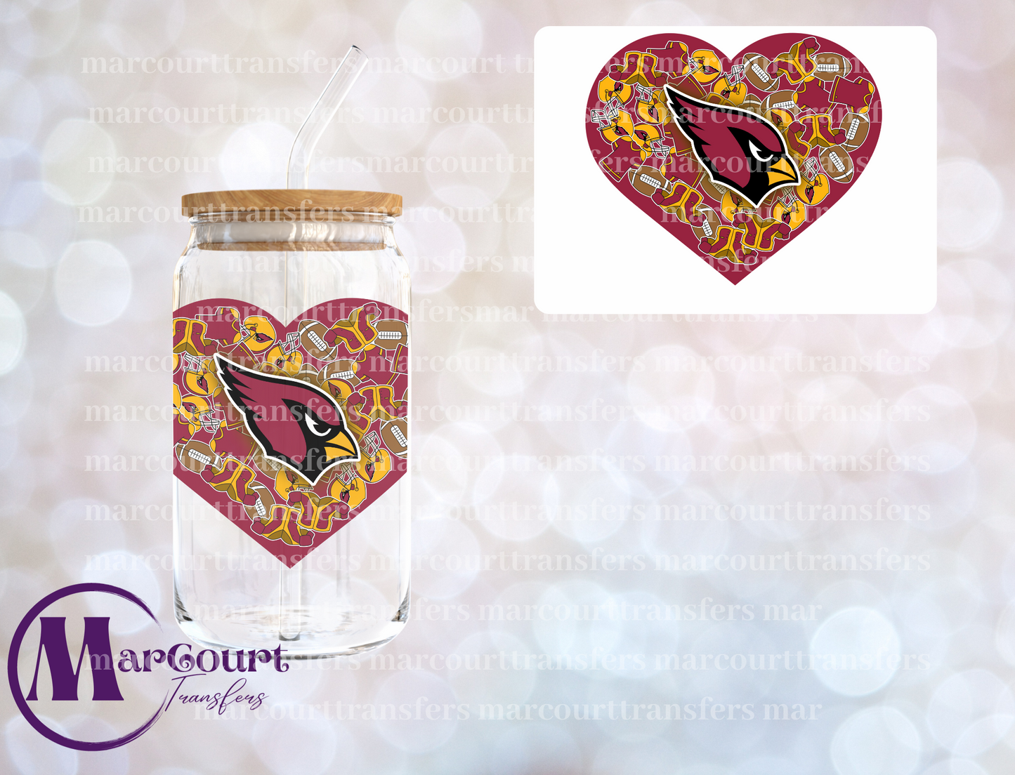 ARIZONA CARDINALS HEART-DECAL-UV DTF CUP WRAP