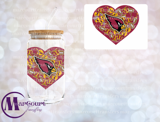 ARIZONA CARDINALS HEART DECAL- UV DTF CUP WRAP