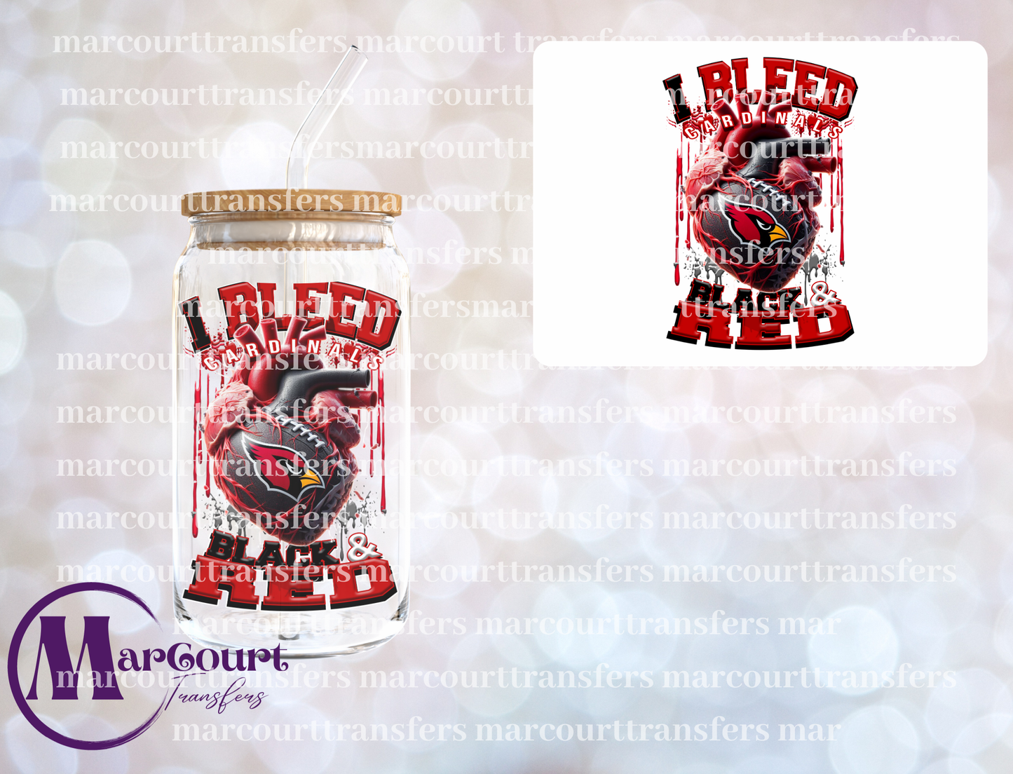ARIZONA CARDINALS I BLEED BLACK AND RED-DECAL-UV DTF CUP WRAP