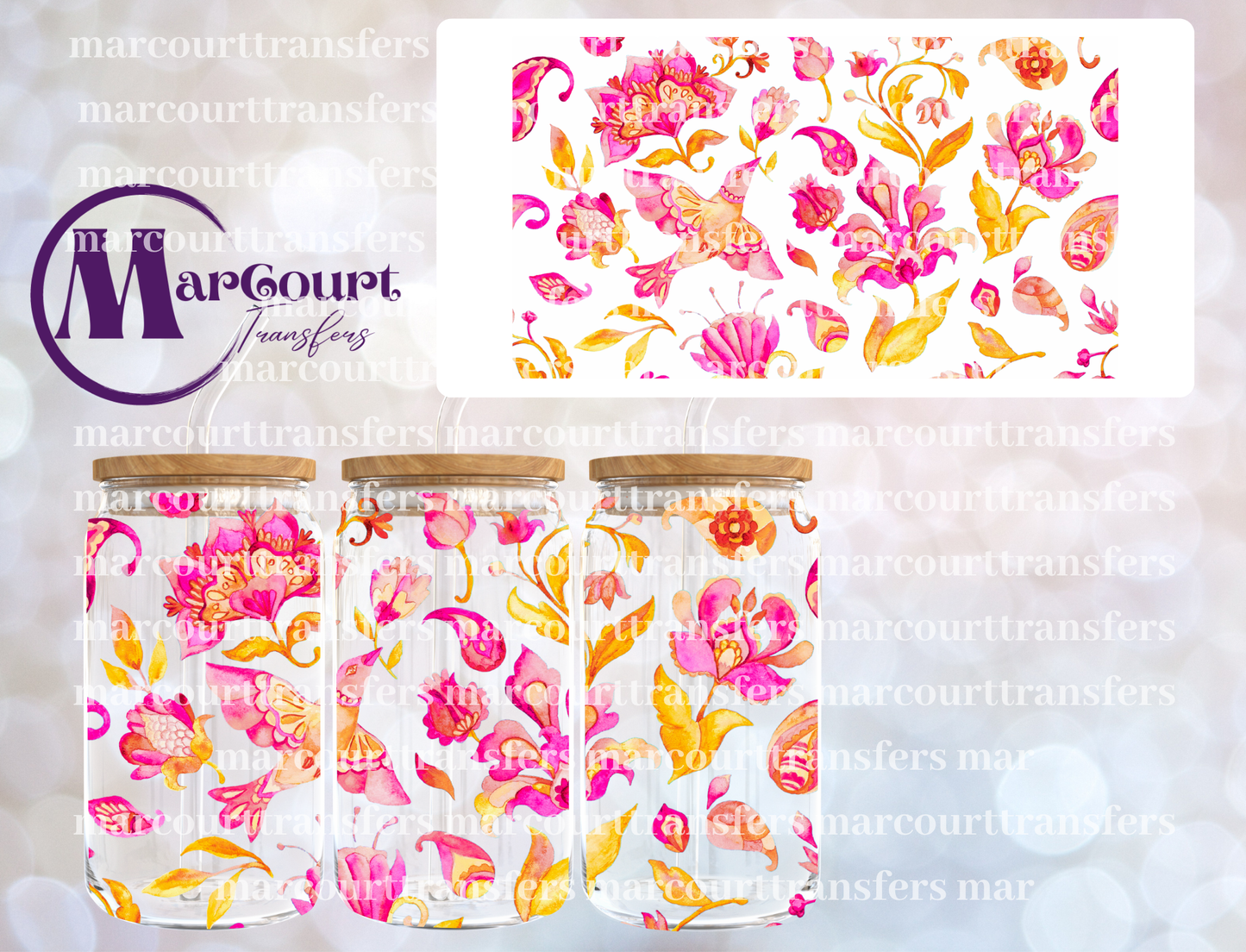 ASIAN FLOWERS AND BIRD-16 0Z-UV DTF CUP WRAP