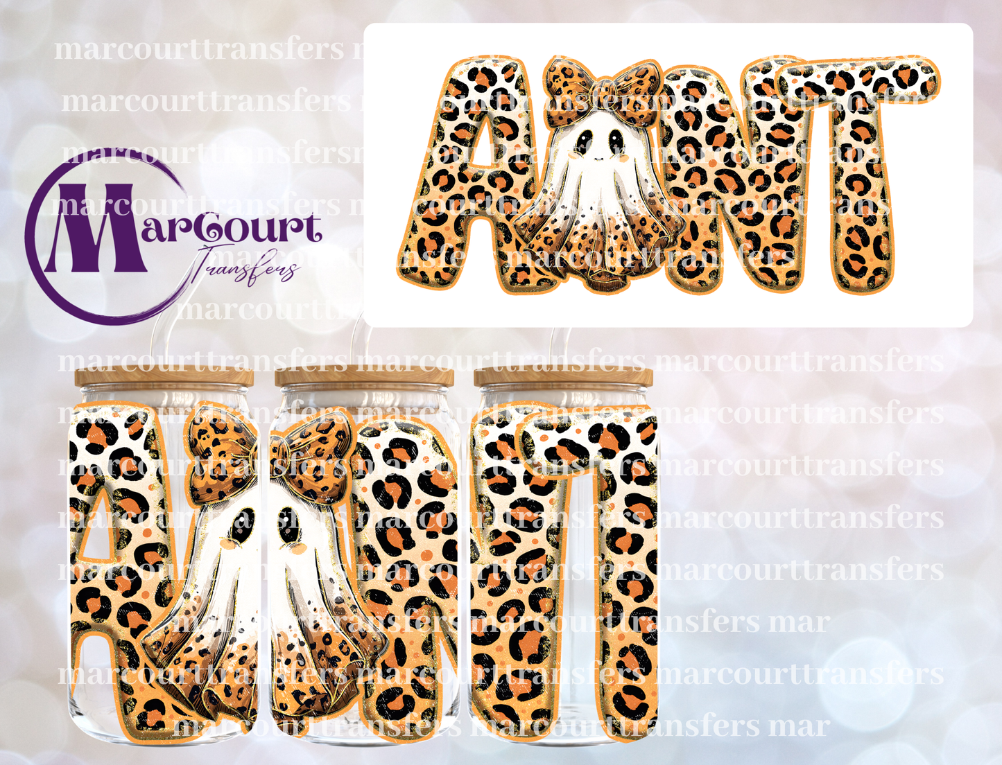 AUNT LEOPARD GHOST-16 0Z-UV DTF CUP WRAP