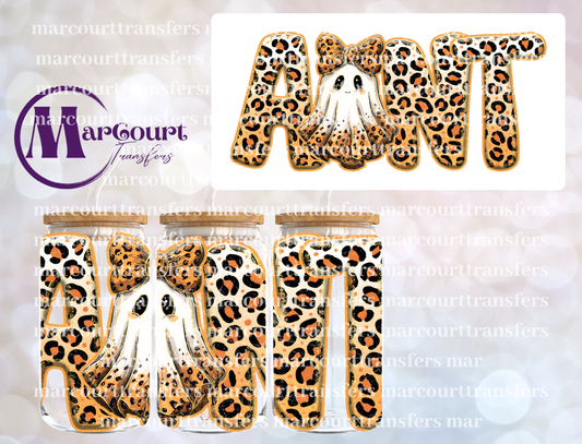 AUNT LEOPARD GHOST-16 0Z-UV DTF CUP WRAP
